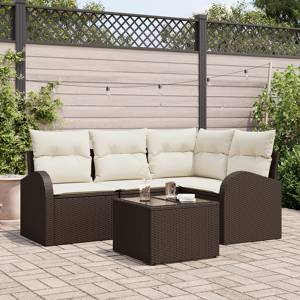 vidaXL 4-delt hagesofaset med puter grå poly rattan