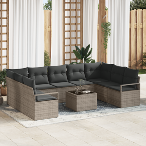 vidaXL 9-delt Hage Sofa Sett med Puter Svart Poly Rattan