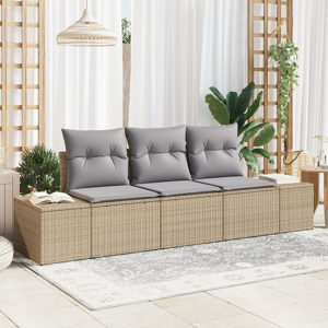 vidaXL 3-delt utesofa-sett med puter Beige polyrotting