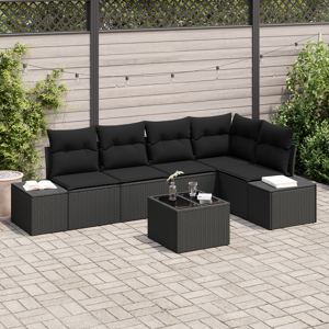 vidaXL 6-delt hagesofa sett med puter beige polyrotting