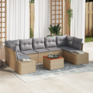 vidaXL 8-delt hagesofa-sett med puter beige polyrotting