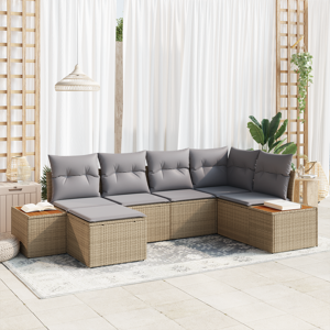 vidaXL 6-delt Hagesofa-sett med Puter Beige Poly Rotting Akasie