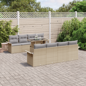vidaXL 9 Delt Hage-sofa-sett med Puter Beige Poly Rotting