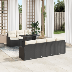 vidaXL 8 Delt Hagesofa-sett med Puter Svart Poly Rotting