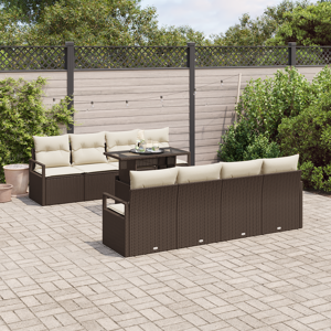 vidaXL 9 Delers Hage Sofa Set med Puter Brun Polyrotting