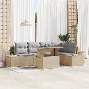 vidaXL 6-delt hagesofa-sett med puter beige polyrotting