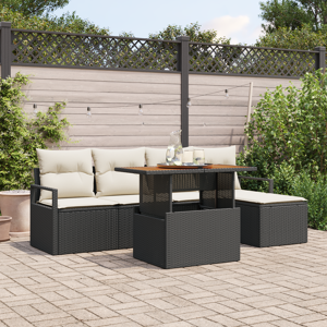vidaXL 6 delers Hage Sofa Set med Puter Svart Poly Rattan