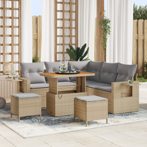 vidaXL 8 Delt Hagesofa Sett med Puter Beige Poly Rattan Akacia