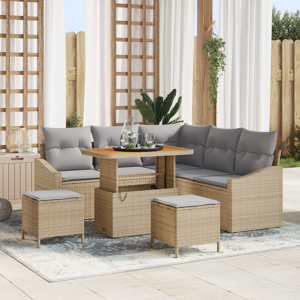 vidaXL 8 Delers Hagesofa Set med Puter Beige Poly Rottings acacia
