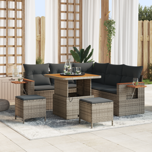 vidaXL 8 Delt Hage Sofa Set med Puter Grå Polyrotting Akacia