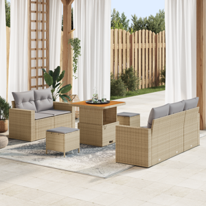 vidaXL 8-delt hagestue-sett med puter Beige Poly rotting Akasie