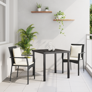 vidaXL 3 Delers Hage Spise Set med Puter Svart Poly Rottning