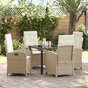 vidaXL 5-delt hagedining sett med puter beige polyrotting