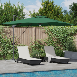 vidaXL Cantilever Roma Parasol med LED Grønn 286x285x270 cm Aluminium