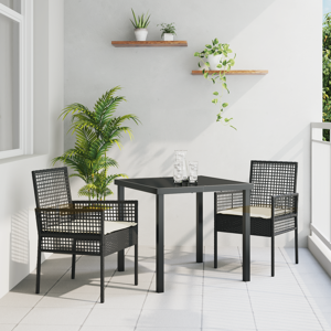 vidaXL Hagemøbler 2 stk med puter Svart Poly Rattan