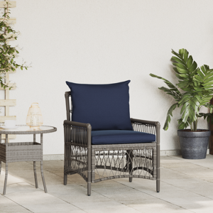 vidaXL Hagemøbel med puter Grå 60x70x78 cm Poly Rattan