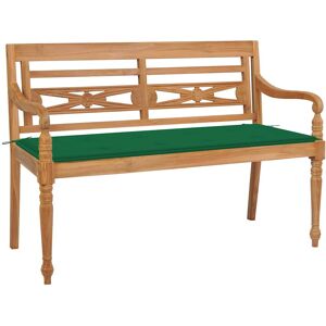 vidaXL Batavia benk med grønn pute 120 cm heltre teak