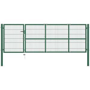 vidaXL Hageport med stolper 350x100 cm stål grønn