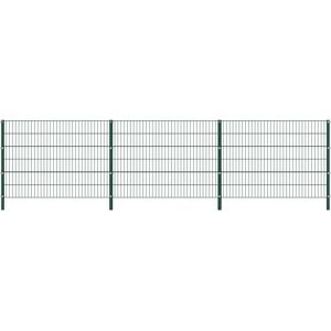 vidaXL Gjerdepanel med stolper jern 5,1x1,2 m grønn