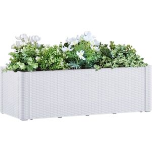 vidaXL Høybed med selvvanningssystem hvit 100x43x33 cm