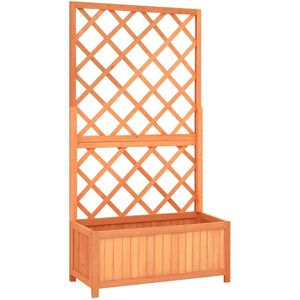 vidaXL Blomsterkasse med espalier brun 70x30x135 cm heltre gran