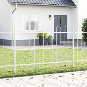 vidaXL Hagegjerde med Bue Topp Hvit 15,3x1,2 m Stål