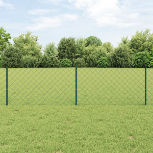 vidaXL Kjedehegn med 10 U-poster Grønn 0.6x10 m Stål