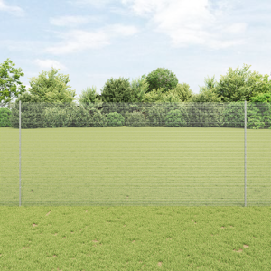 vidaXL Sveiset Trådgjerde med 22 U-Pinner Sølv 1,4x25 m Stål