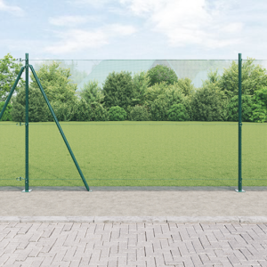vidaXL Sveist Trådgjerde med 7 Flanged Posts Grønn 1,6x10 m Stål