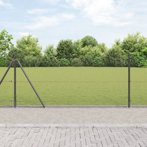 vidaXL Sveist metalgjerde med 13 flensede stolper grå 1x100 m stål