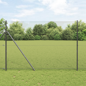 vidaXL Svejset tråd gjerde Grå 1.6x25 m Stål