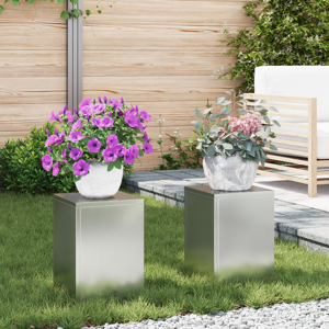 vidaXL utendørs plante stativer søyle 2 stk 24x24x35 cm galvanisert stål