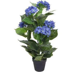 vidaXL Kunstig hortensia med potte 60 cm blå