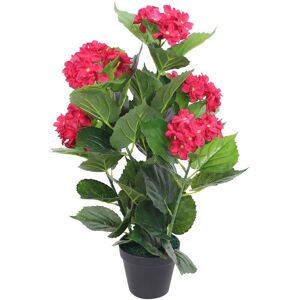 vidaXL Kunstig hortensia med potte 60 cm rød