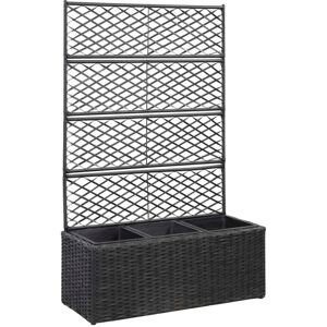 vidaXL Høybed med espalier 3 potter 83x30x130 cm polyrotting svart