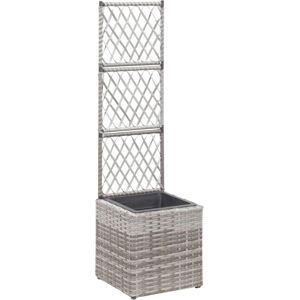 vidaXL Høybed med espalier 1 potte 30x30x107 cm polyrotting grå