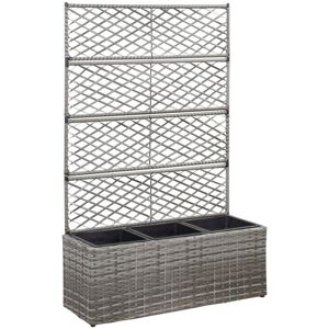vidaXL Høybed med espalier 3 potter 83x30x130 cm polyrotting grå