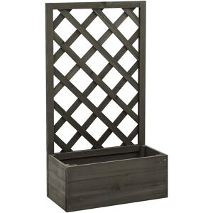 vidaXL Blomsterkasse med espalier grå 50x25x90 cm heltre gran