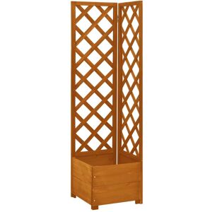 vidaXL Blomsterkasse med espalier for hjørne 40x40x150 cm heltre gran