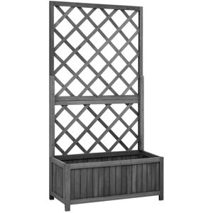 vidaXL Blomsterkasse med espalier svart 70x30x135 cm heltre gran