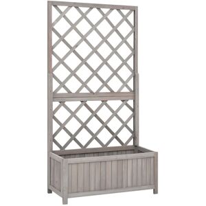 vidaXL Blomsterkasse med espalier grå 70x30x135 cm heltre gran