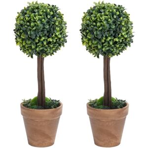vidaXL Kunstige buksbomplanter med potte ballformet 2 stk 33 cm grønn
