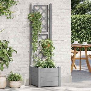 vidaXL Plantekasse med espalier 43x43x142 cm PP steingrå