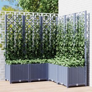 vidaXL Plantekasse med espalier blågrå 120x120x136 cm PP