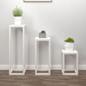 vidaXL Plantestativer 3 stk hvit heltre furu