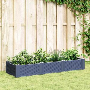 vidaXL Plantekasse med plugger blågrå 125x40x28,5 cm PP