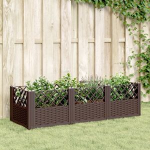 vidaXL Plantekasse med plugger brun 123,5x43,5x43,5 cm PP