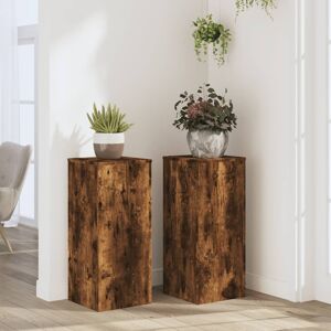 vidaXL Plantestativer 2 stk røkt eik 30x30x70 cm konstruert tre