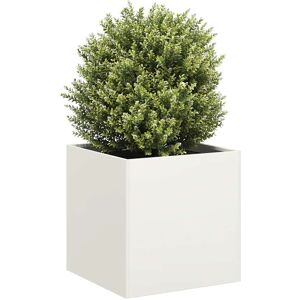 vidaXL Plantekasse hvit 40x40x40 cm kaldvalset stål
