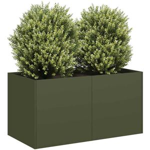 vidaXL Plantekasse olivengrønn 80x40x40 cm kaldvalset stål